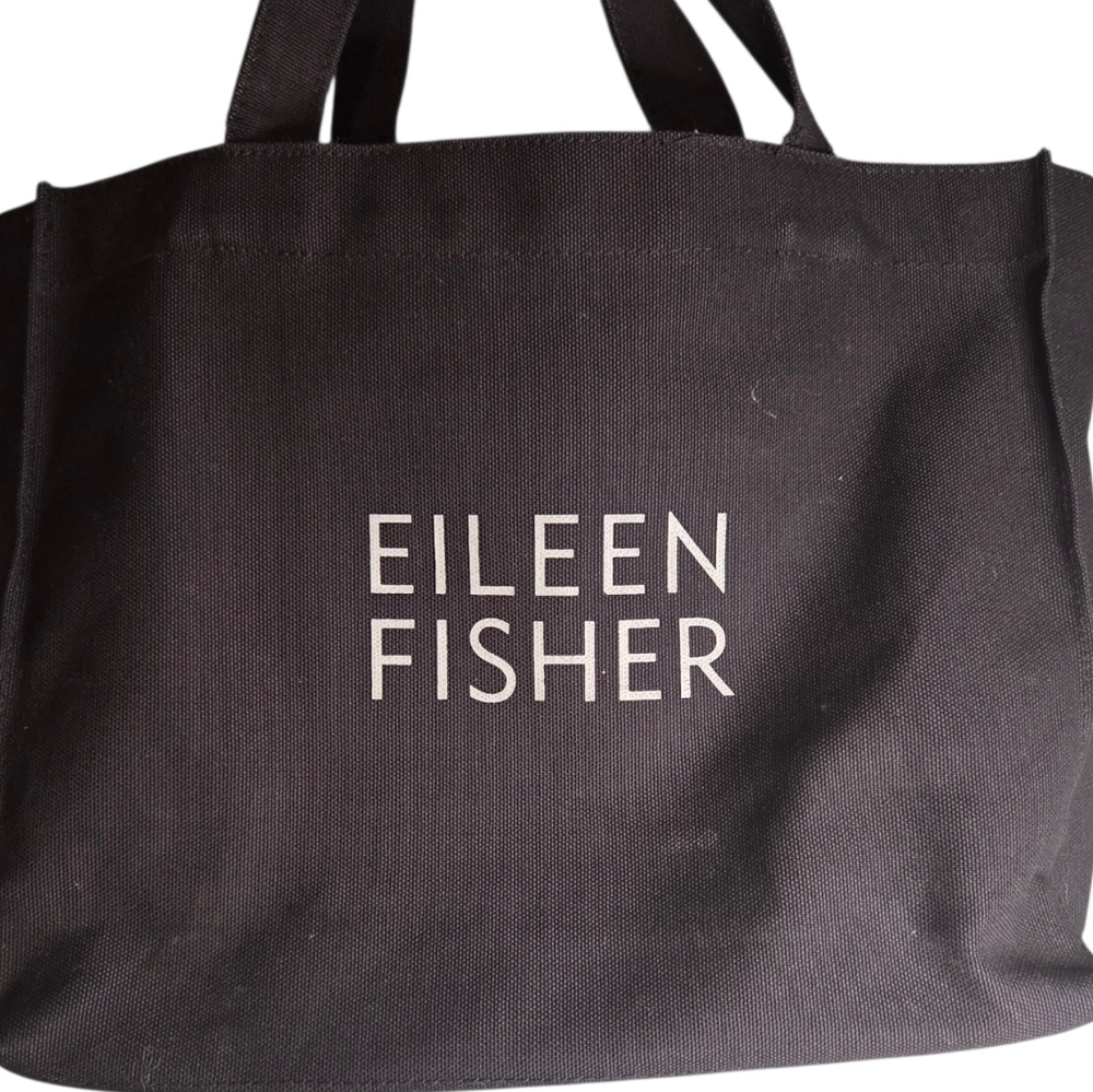 Eileen Fisher black heavy canvas tote bag